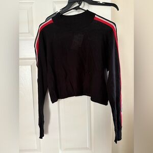 NWT Black and Red Striped Cropped Women's Top